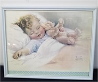 vintage 15x12-in sleeping child picture