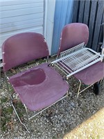 2 chairs & metal shelving