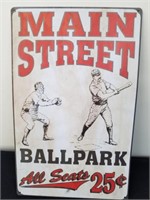 Metal 10x 16 in Main Street ballpark sign