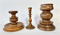Three Vintage Wooden Candle Holders