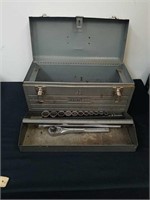 Vintage metal Craftsman toolbox with tools