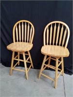 Two solid wood High standing bar stools 26 in
