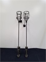 Two patio rail metal Tiki candle holders 29 in