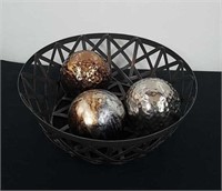 12x 4.5 inch metal bowl with three decorative