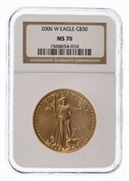 2006-W $50 Gold Eagle – NGC Graded MS-70. &