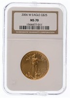 2006-W $25 Gold Eagle – NGC Graded MS-70. &