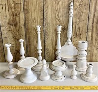 Wooden Risers & Candle Sticks Decor Lot