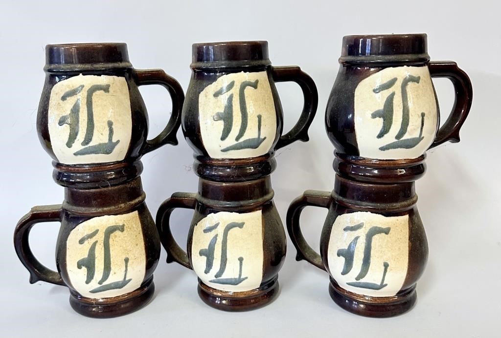 6 "Loma" Clay Pottery Mugs - Check Pics - We