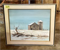 Vintage Signed Barn Painting 26x30