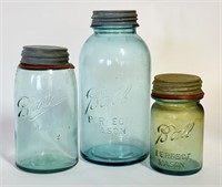 Three Old Ball Canning Jars