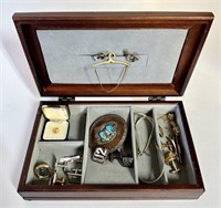 Mixed Jewelry Lot with Cuff Links, Belt Buckle