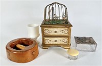 Vintage Musical Bird Cage Jewelry Box (Check