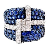 7 CTW Sapphire & Diamond Statement Ring 18k