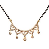 1.5 CT Diamond & Onyx Mangal Sutra Necklace 18k