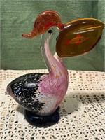 Glass Pelican with Fish inside Beak