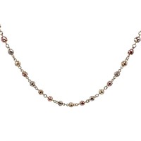 30" Tri-Color Gold Bead Necklace 14k Gold