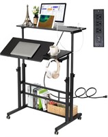 Hadulcet Stand Up Desk, Rolling Desk Adjustable