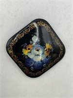 HAND PAINTED SIGNED RUSSIAN BROOCH