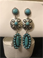 Siler And Turquoise Earrings