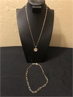 Initial " J “ Necklace And Bracelet