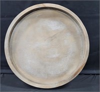 Large Round Wood Decorative Tray - Brown Bead
