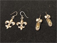 Sterling Silver Fleur De Lis Earrings