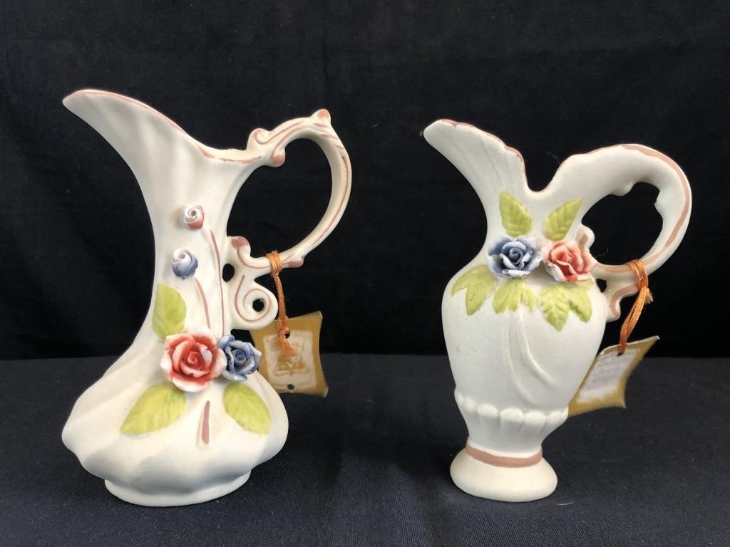 Antique Ivory Bisque Porcelain Vases