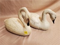 Ceramic & Wood Swans Decorative Statues