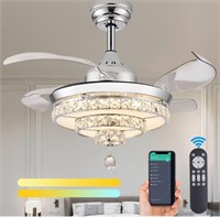 TRSIOPFC 36' Dimmable Chandelier Ceiling Fan with