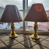2 Gold Tone Desk Lamps