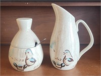 Red Wing Stoneware Cream and Sugar Vessels