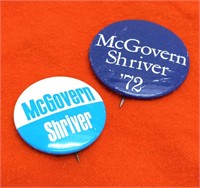 Two 1972 McGovern Shriver pins