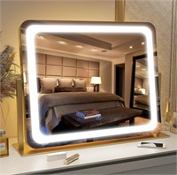 FENNIO Gold Vanity Mirror with Lights 22"x19",