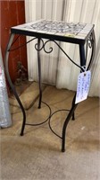 WROUGHT IRON TABLE W/ TILE MOSAIC TOP