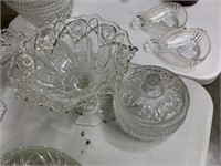 GLASS BOWL AND LIDDED COMPOTE