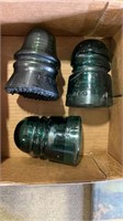 3 GLASS INSULATORS W/ PATENT  DATES 1893&1907