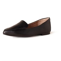 Size 12 Essentials Women's Loafer Flat, Black Faux