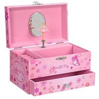 SONGMICS Ballerina Music Jewelry Box Storage Case