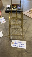 3 SOLID BRASS PLATE DISPLAY STANDS