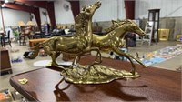 SOLID BRASS RUNNING HORSE SCULPTURE