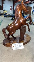 HAND CARVED SOLID WOOD STALLION 15" X 18"