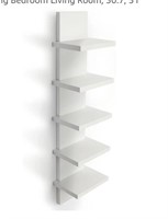 Bloddream 5 Tier Wall Shelves White, Vertical
