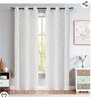 Linen Stripe Semi Sheer Curtain Panels Living