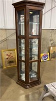 WOOD & MIRRORED BACK CHINA CABINET 6FT HEIGHT