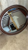 WOOD FRAMED OVAL WALL MIRROR