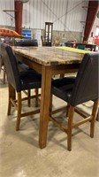 BAR HEIGHT GRANITE TOP TABLE & 4 CHAIRS