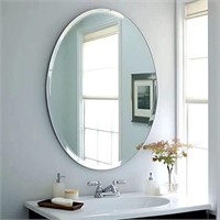 USHOWER 20"x28" Frameless Oval Wall Mirror for