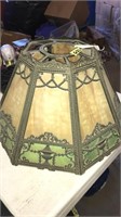 VICTORIAN STYLE GLASS & METAL SHADE