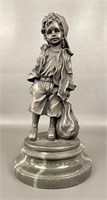Moreau Bronze On Marble Child Figurine