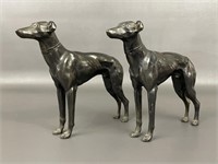 Pair Of Bronze Whippit Dogs Figures
